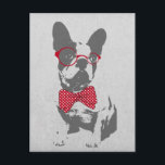 Vintag Funny French Bulldog Postkarte<br><div class="desc">Eine niedliche, lustige, trendige, Vintage Tier-Bulldog-Illustration mit einem roten Polka Dot Bogen und Brillen. Dieses charmante und skurrile Design vereint die wesentlichen Merkmale des französischen Bulldoggen mit einem kräftigen roten Polka-Dotbogen und roten Gläsern, die einen Pop Farbe und einen Hauch von Retro-Stil verleihen. Diese Abbildung ist eine reizvolle Mischung aus...</div>