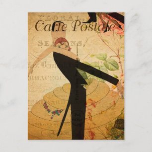 Vintag Funny Mann und Dame tanzend Paar Tänzer Postkarte