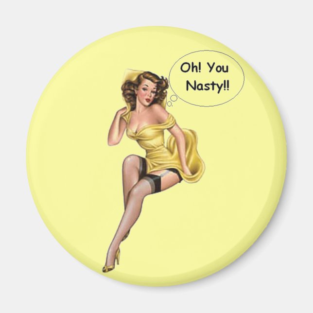 Vintag Funny Retro Girl Oh, du Eklig Magnet (Vorne)