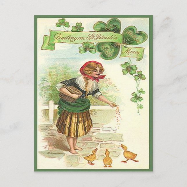 Vintag Fütternd Ducks St Patrick's Day Card Postkarte (Vorderseite)
