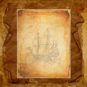 Vintag Galleon Grungy Scrapbook Paper