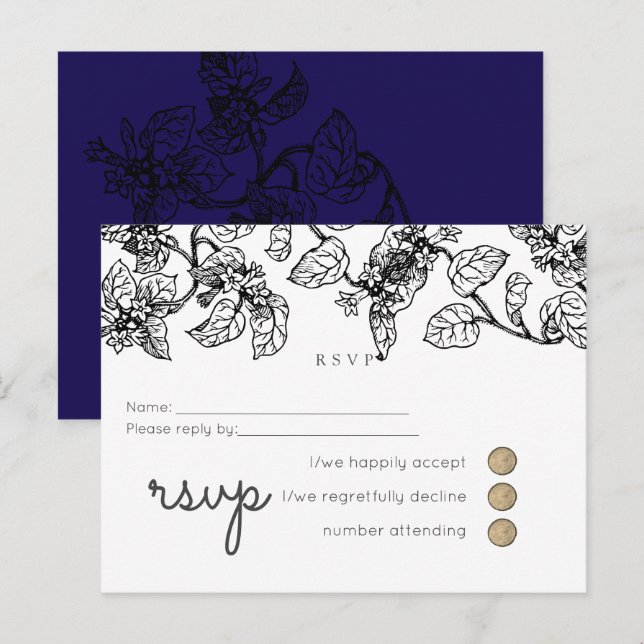 Vintag Garden Blätter Classic Budget Wedding Einladungspostkarte (Vorne/Hinten)