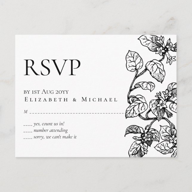 Vintag Garden Blätter Classic Budget Wedding RSVP Postkarte (Vorderseite)