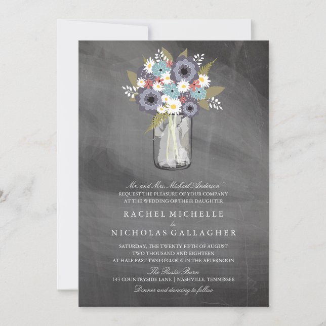 Vintag Garden Floral Mason | Hochzeit Einladung (Vorderseite)