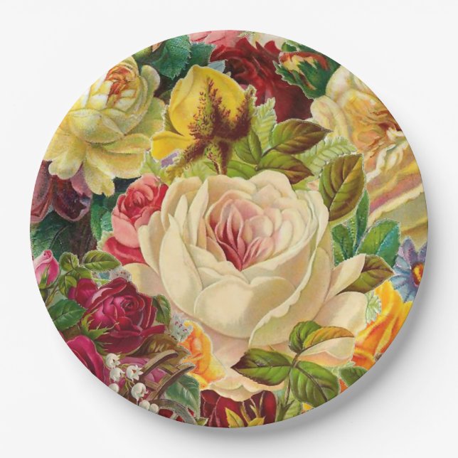 Vintag Garden Party Floral Pappteller (Vorderseite)
