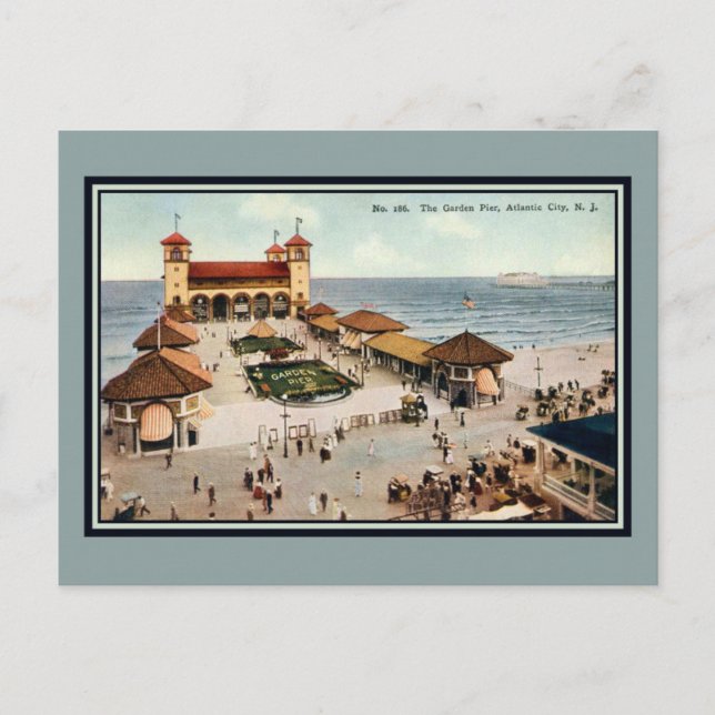 Vintag Garden Pier Atlantic City NJ Postkarte (Vorderseite)