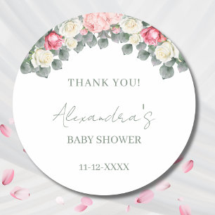 Vintag Garden Rose Kinderdusche Danke Runder Aufkleber