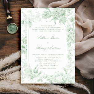 Vintag Garden Sage Green Toile Classic Hochzeit Einladung
