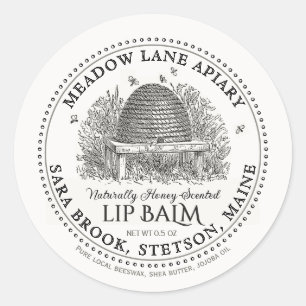 Vintag Garden Skep BeesWachs Lippe Balm Etikett Runder Aufkleber