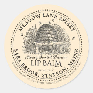 Vintag Garden Skep Bienenwachs Lip Balm Classic Ro Runder Aufkleber