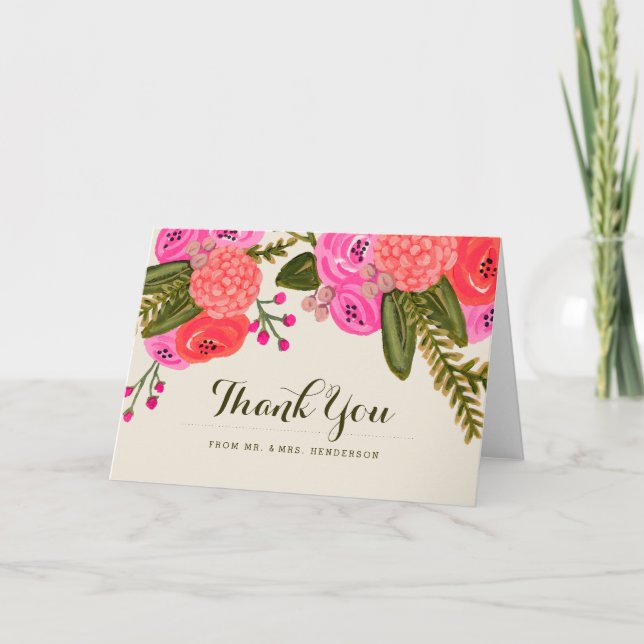Vintag Garden Wedding Vielen Dank Dankeskarte (Vorderseite)