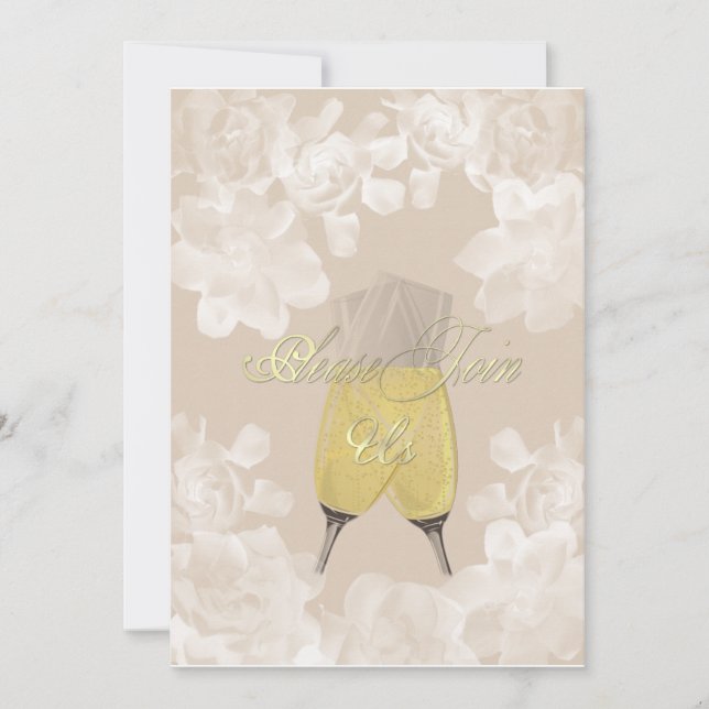 Vintag Gardenia Sand Verlobung Einladung (Vorderseite)