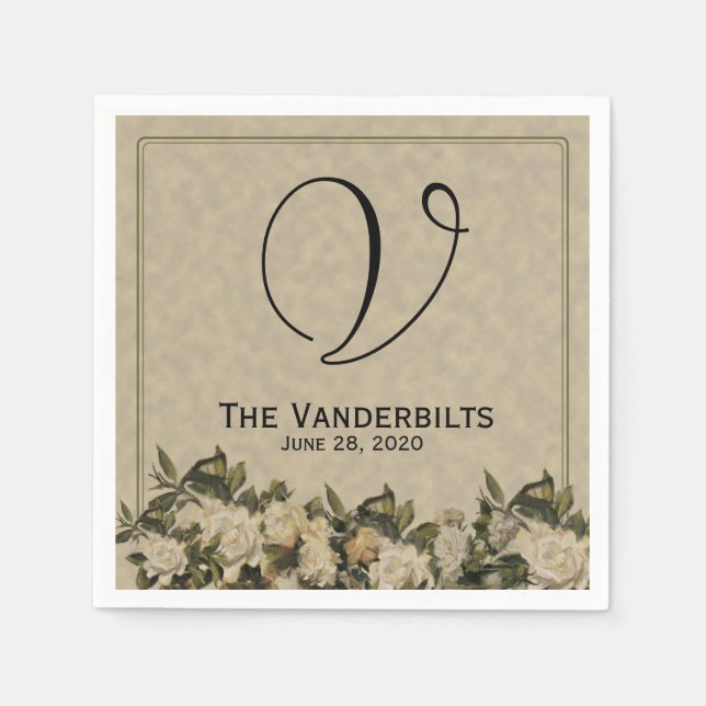 Vintag Gardenia Wedding Napkins Serviette (Vorderseite)