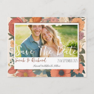 Vintag Gartenflora Save the Date mit Foto Postkarte