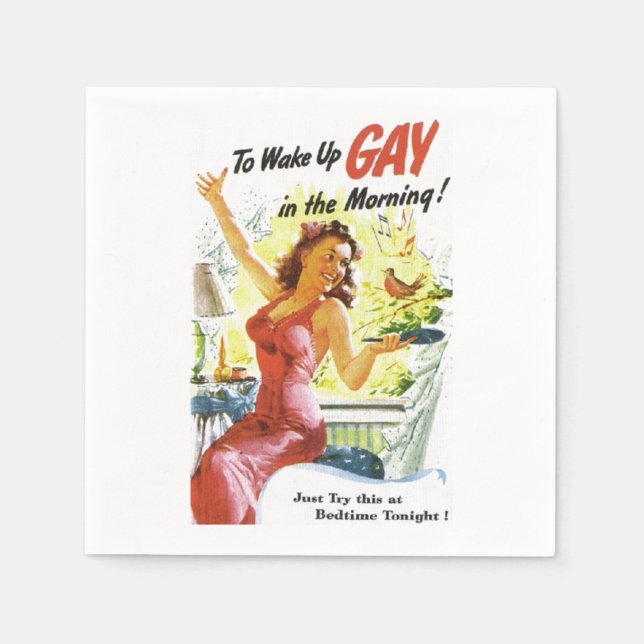 Vintag "Gay Geweckt" Serviette (Vorderseite)