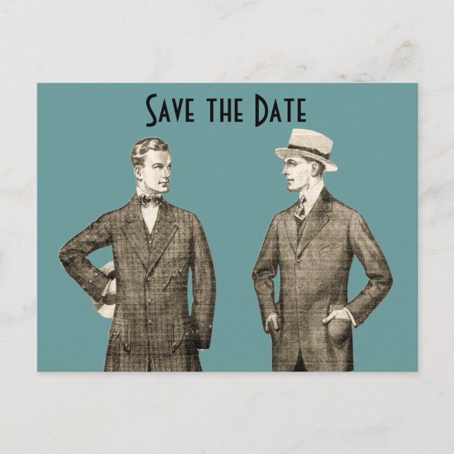 Vintag Gay Save the Date Ankündigungspostkarte (Vorderseite)