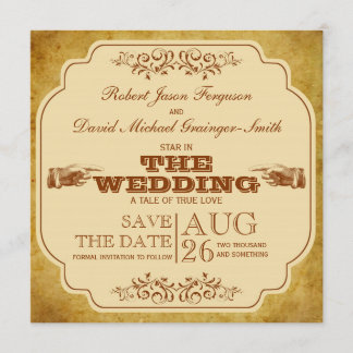 Vintag Gay Wedding Theater Save the Date
