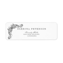 Vintag Geblüht Black Monogram Wedding Address