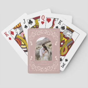 Vintag Geblüht Rollen Rosa Foto Save the Date Spielkarten