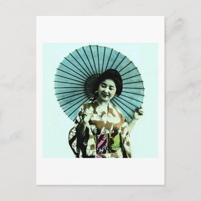 Vintag Geisha und ihr Parasol Altes Japan Postkarte (Vorderseite)