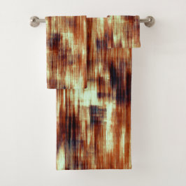 Vintag gekratzte braune oder korallenfarbene Fleck Badhandtuch Set