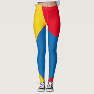 Vintag-gelb-rot Abstrakter Farbblock blau Leggings