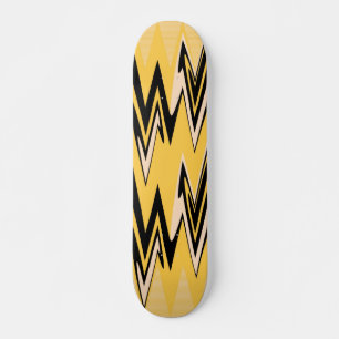 Vintag Gelb, schwarz Zigzap Abstrakt Art Deco Skateboard