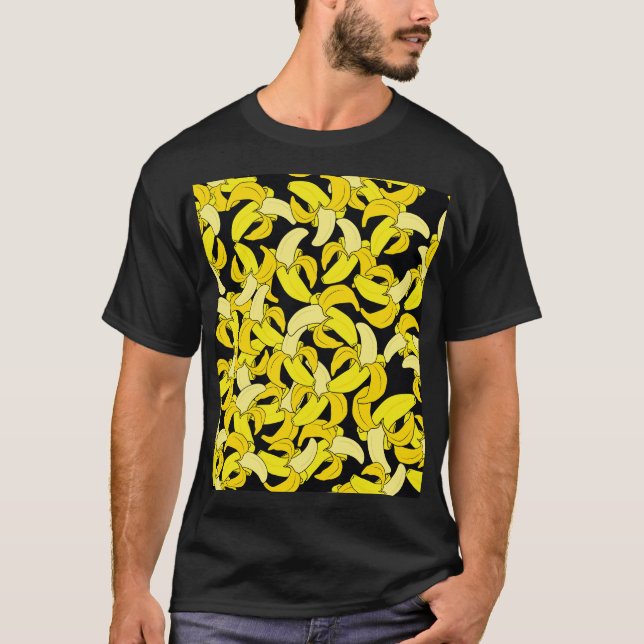 Vintag Gelbe Bananen: Schwarzer Hintergrund T-Shirt (Vorderseite)