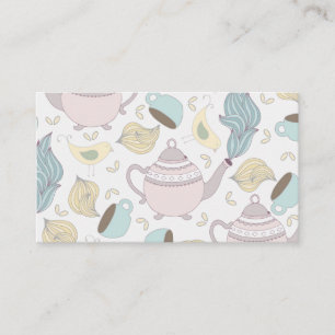 Vintag Gelbe Bird Teapot Pastel Blauer Tee Visitenkarte