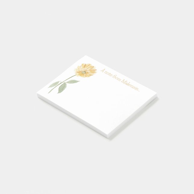 Vintag-Gelbe Blume Post-it Klebezettel (angewinkelt)