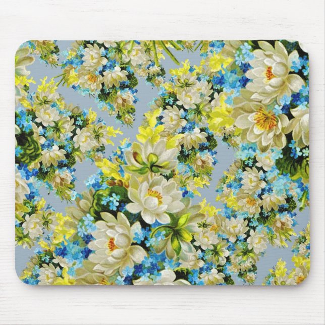 Vintag Gelbe Blumen Blumenmuster Mousepad (Vorne)