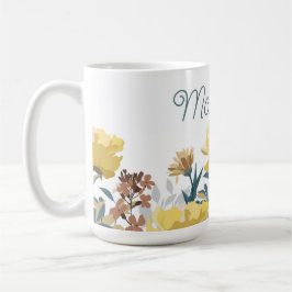 Vintag-gelbe Blumenstrauß-Kaffee oder Tee-Tasse Kaffeetasse