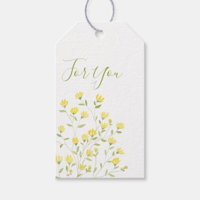 Vintag Gelbe Blüte Geschenkanhänger (Vorderseite)