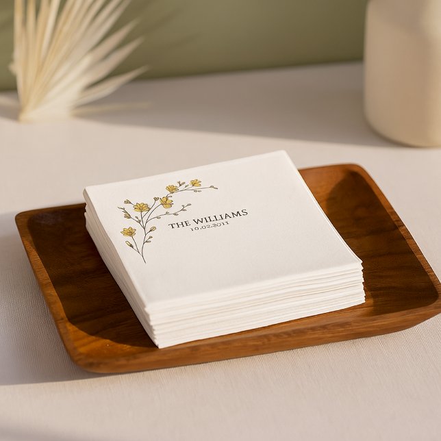 Vintag-Gelbe Blütenblüte Rustikale Hochzeit Serviette (Von Creator hochgeladen)