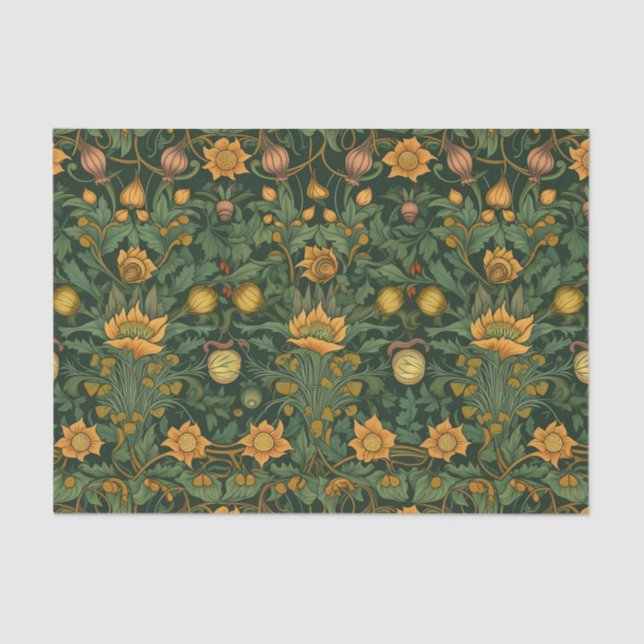 Vintag Gelbe Flora Seidenpapier (Vorderseite)