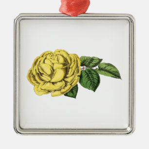 Vintag-Gelbe Rose Silbernes Ornament