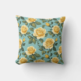 Vintag Gelbe Rosen - elegantes botanisches Design Kissen