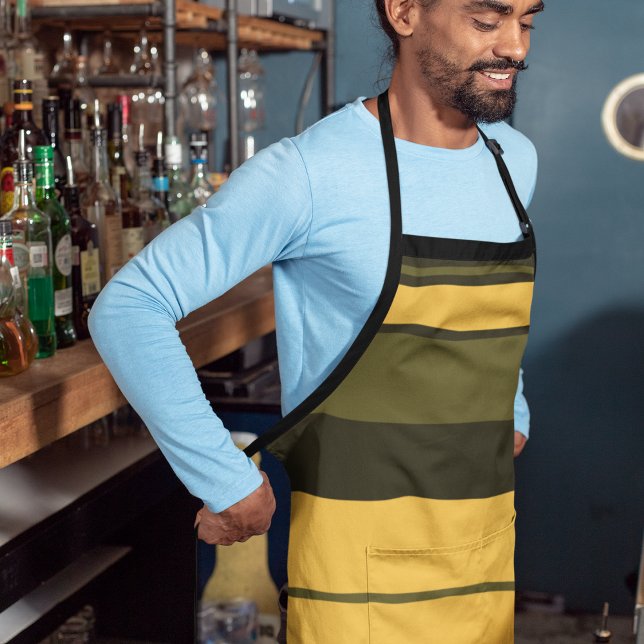 Vintag Gelbe und grüne Streifen Schürze (apron)