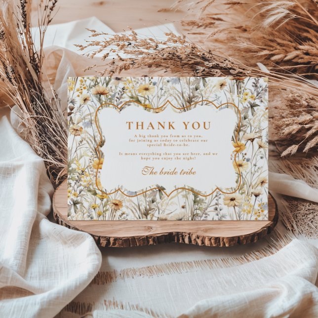 Vintag Gelbe Wildblumen Brautparty Dankeskarte (Von Creator hochgeladen)