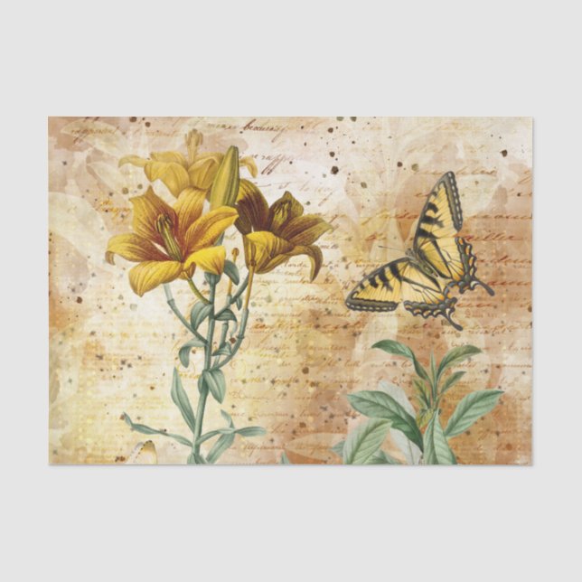 Vintag-Gelber Schmetterling Seidenpapier (Vorderseite)