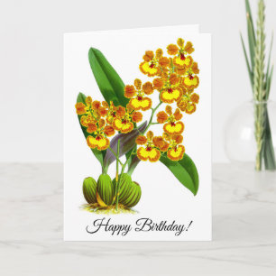 Vintag Gelborange Orchidee Blume Personalisiert Karte