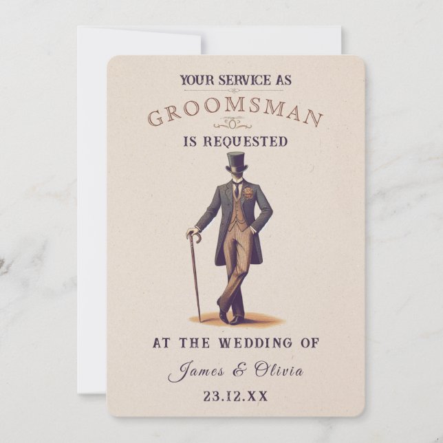 Vintag Gent Trauzeuge Request Card Einladung (Vorderseite)