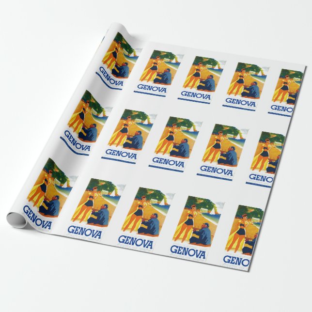 Vintag Genua - Italien Tourismus Geschenkpapier (Ungerollt)