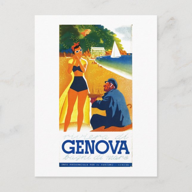 Vintag Genua - Italien Tourismus Postkarte (Vorderseite)
