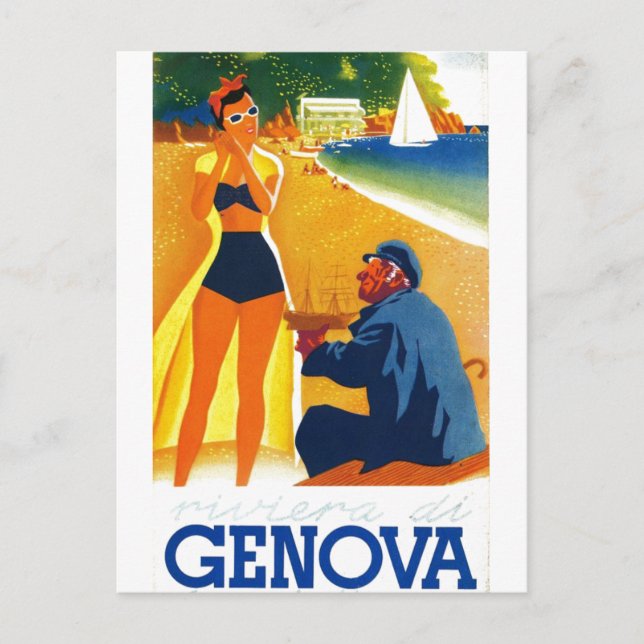 Vintag Genua - Italien Tourismus Postkarte (Vorderseite)