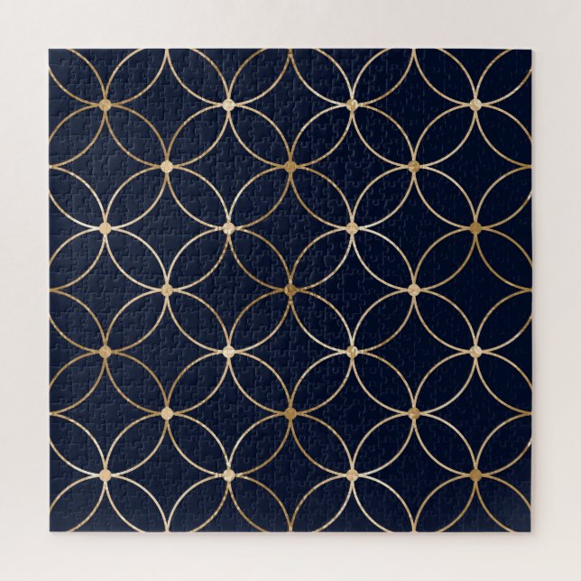 Vintag Geometrie: Gold Blue Abstrakt (Vertikal)
