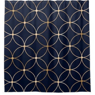 Vintag Geometrie: Gold Blue Abstrakt Duschvorhang