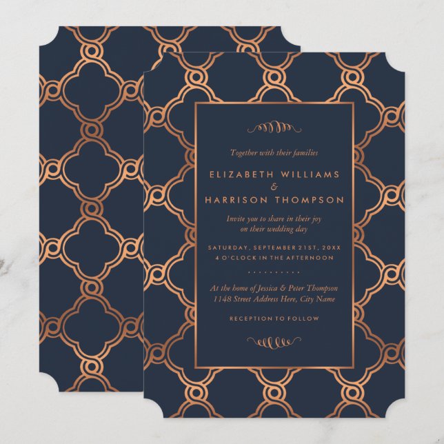 Vintag Geometrische Art Deco Gatsby Hochzeit Einladung (Vorne/Hinten)