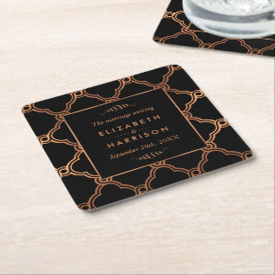 Vintag Geometrische Art Deco Gatsby Hochzeit Rechteckiger Pappuntersetzer