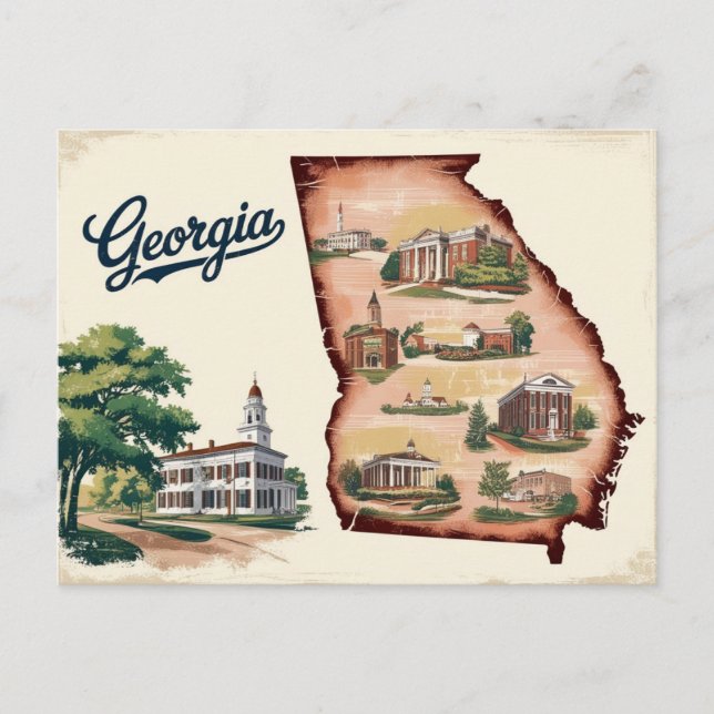 Vintag Georgia, USA Postkarte (Vorderseite)